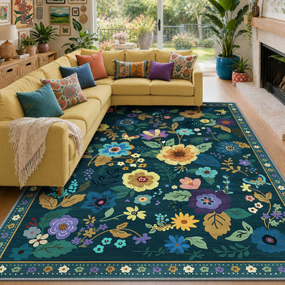 RELEANY Floral Washable 5x7 Area Rugs Pink