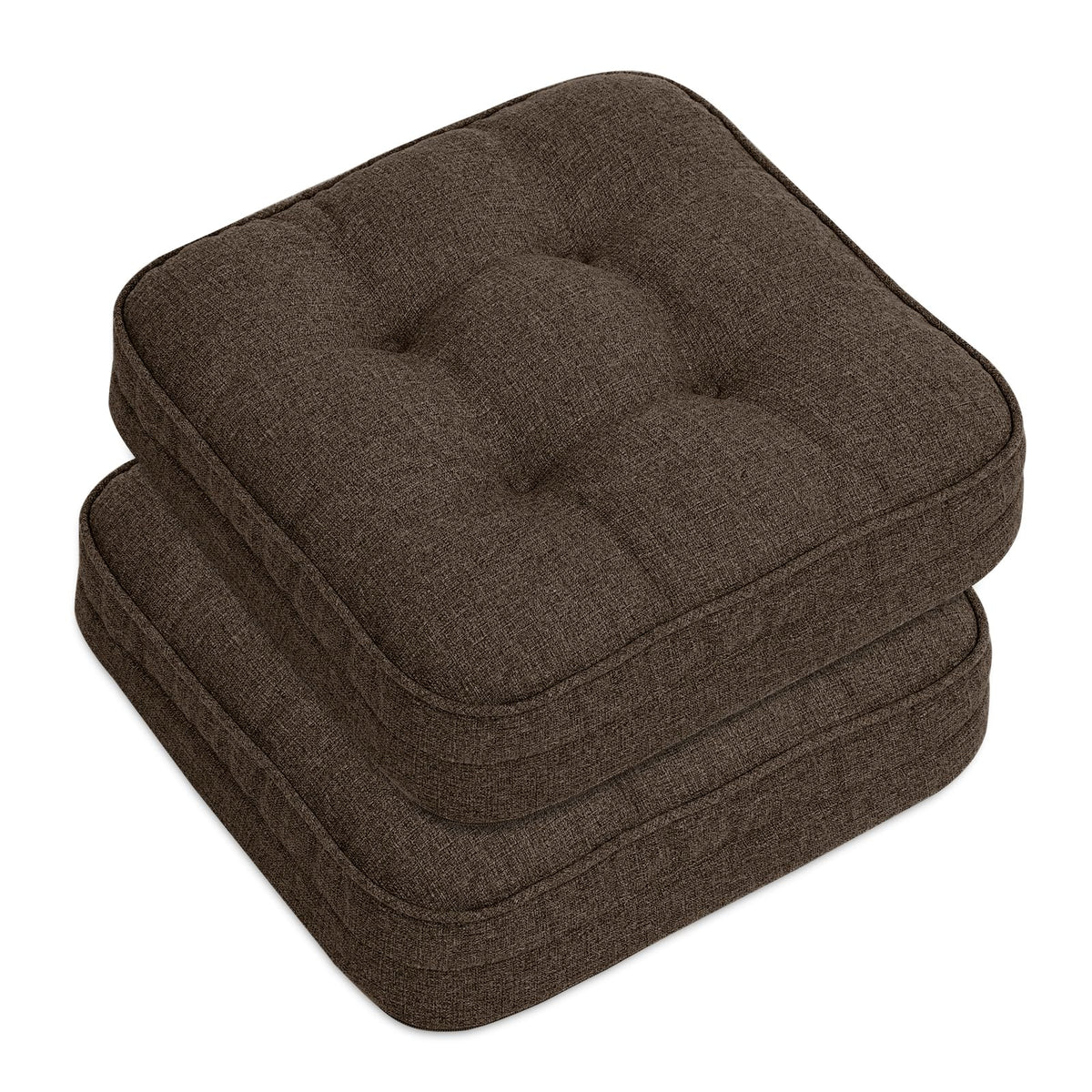 GOFORIT Chair Cushions,Tufted Shredded Memory Foam Chair Pads, Non-Slip Seat Cushions with Removable Cover, 16'' x 16'', Beige