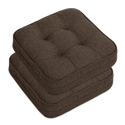 GOFORIT Chair Cushions,Tufted Shredded Memory Foam Chair Pads, Non-Slip Seat Cushions with Removable Cover, 16'' x 16'', Beige