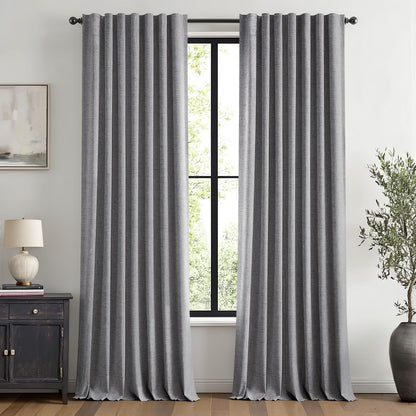 MIULEE 100% Blackout Linen Curtains for Bedroom 42 x 84 Inch Ivory 2 Panels