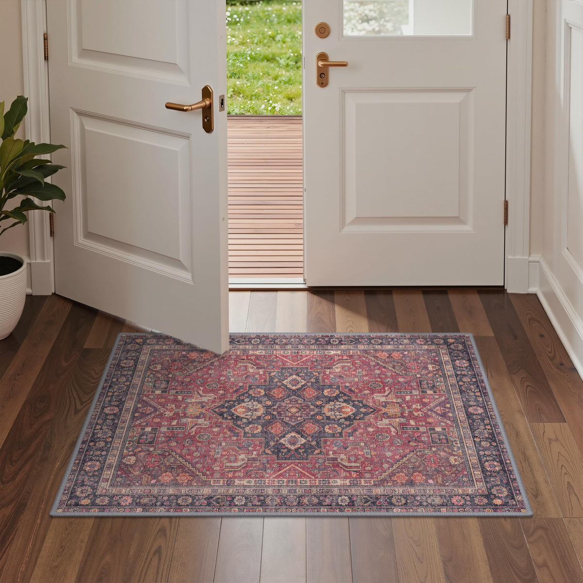 GENIMO 8x10 Washable Area Rugs for Living Room, Non Slip, Taupe Brown