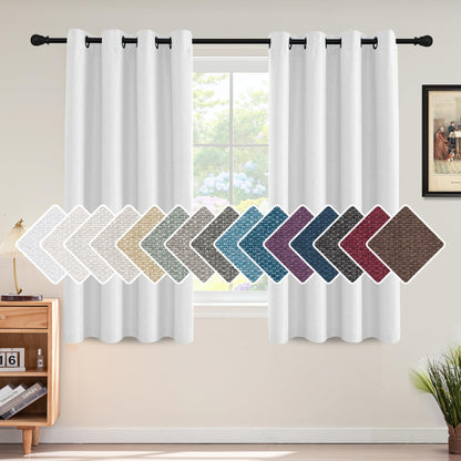 H.VERSAILTEX Linen Blackout Curtain 84 Inches Long for Bedroom/Living Room Thermal Insulated Grommet Linen Look Curtain Drapes Primitive Textured Burlap Effect Window Drapes 1 Panel - Heather Ivory