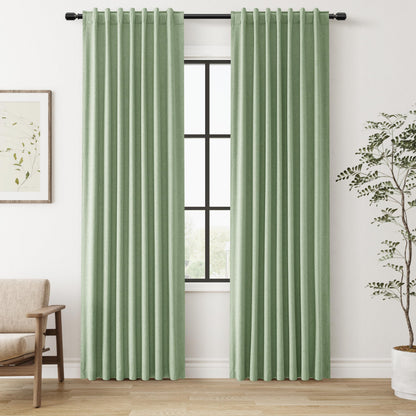 Guken Cream Linen Blackout Curtains 84 Inch Length 2 Panels Set for Living Room Bedroom Back Tab Thermal Insulated 100% Black Out Drapes Room Darkening Window Curtain Ivory Natural Beige