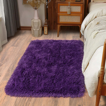 Ultra Soft Runner Rugs for Bedroom Hallways with Upgraded Non-Slip Rubber Backing & Thick Memory Sponge, 2x6 Feet Fluffy Shag Throw Area Rug for Bedside Dorm Dark Grey