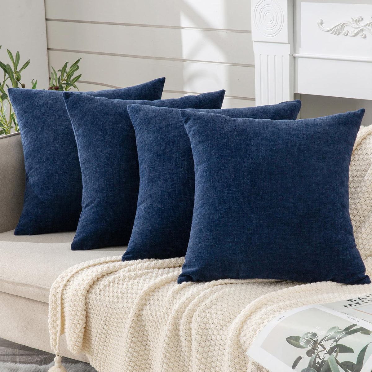 GAWAMAY Lumbar Support Pillow Decorative Rectangle Throw Pillow Covers 12"x20" Inch Set of 2, Soft Chenille Fall Pillowcase for Living Room Bedroom Sofa Couch Cushion Cover Grey 30x50cm (No Insert)