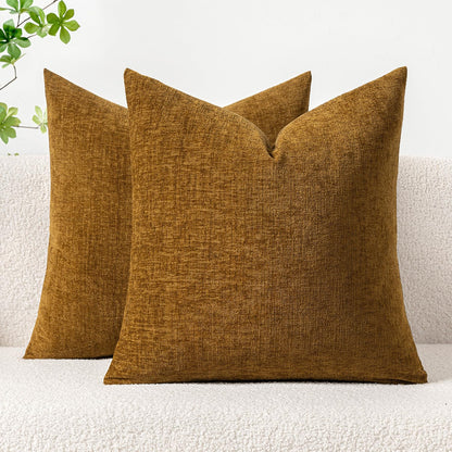 MIULEE Soft Chenille Throw Pillow Covers Sage Green 18x18 Inch Pack of 2