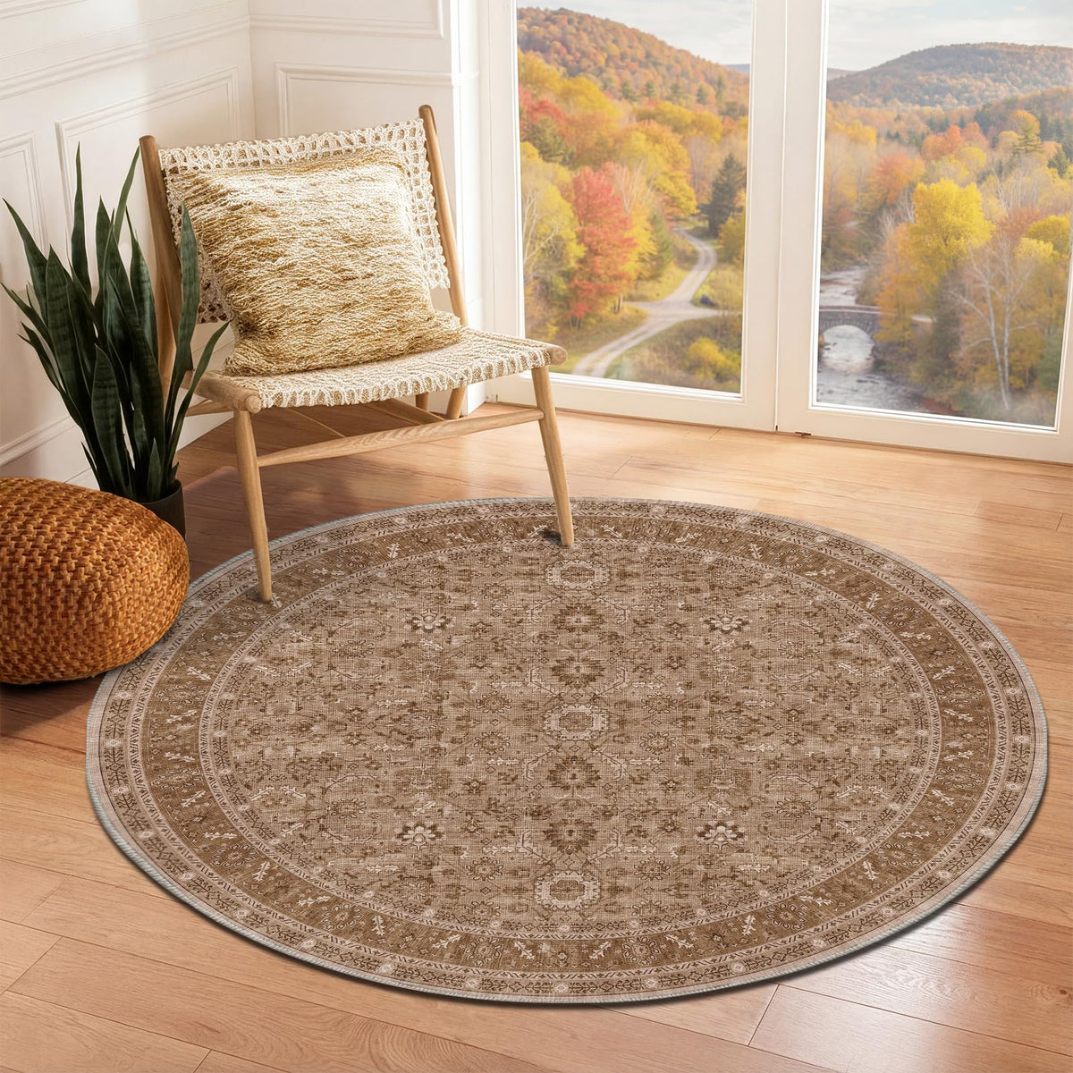OPPODREAM Vintage Blue Area Rugs 5x7, Washable Rug for Living Room