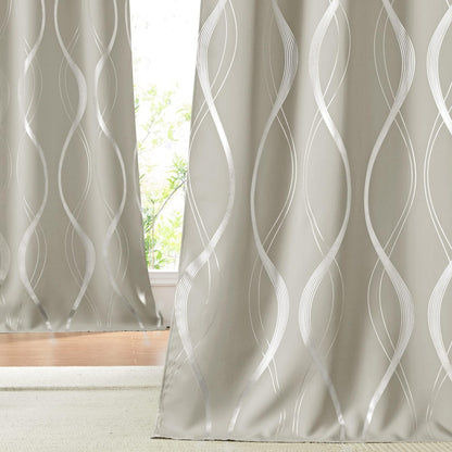 NICETOWN Grey Blackout Striped Pattern Curtains for Living Room, 52 x 84