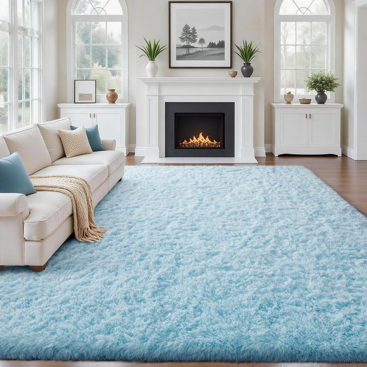 Ophanie Area Rugs for Living Room Bedroom, Washable Non-Slip Fluffy Soft Grey Shag Carpet, Indoor Floor Gray 4x6 Fuzzy Shaggy Living Room Plush Rug for Kids Home Dorm Decor Aesthetic