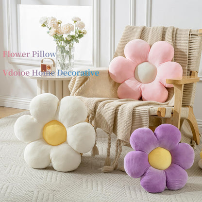 Flower Pillow,15.75" Daisy Pillow White Decorative Pillows