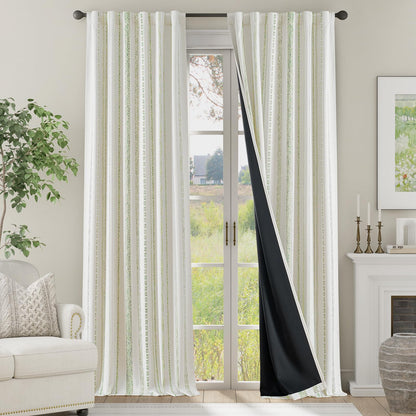 jinchan Boho Blackout Curtains 63 Inch Length Moon Phase Printed Drapes