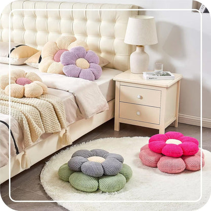 Kcvvcr Flower Throw Pillow, Soft White 14.9" Shaped Floor Pillow for Home Decor, Cute Aesthetic Plush Decorative Pillows for Bed, Sofa, Couch