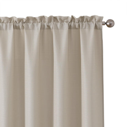Chyhomenyc White Curtains 45 Inch Length 2 Panels, Faux Linen Textured