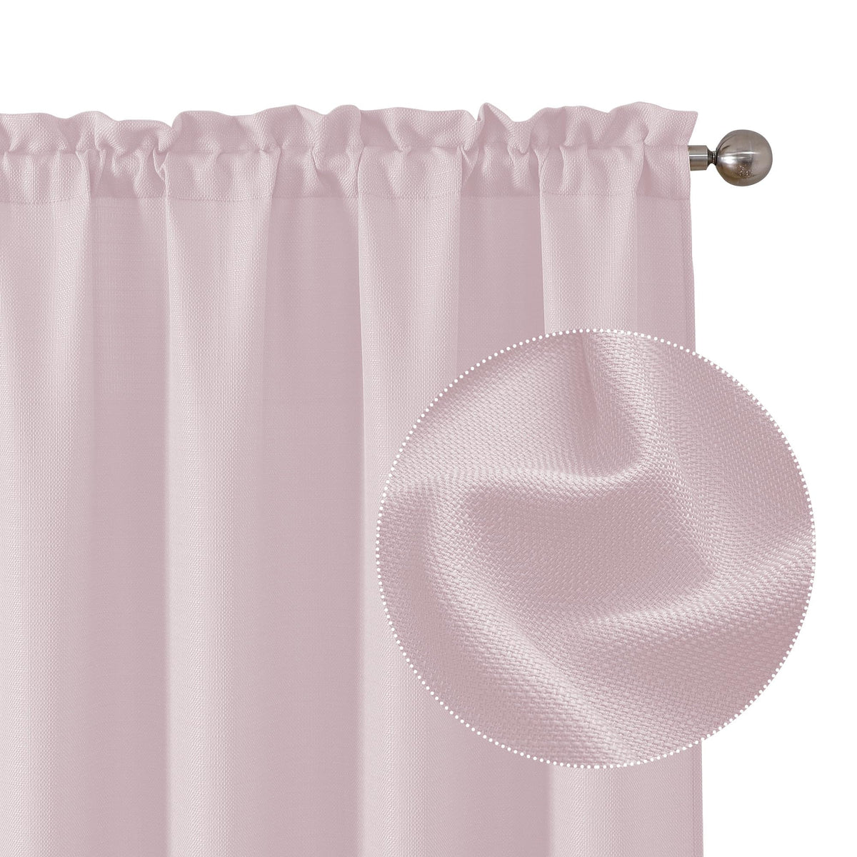 Chyhomenyc White Curtains 45 Inch Length 2 Panels, Faux Linen Textured