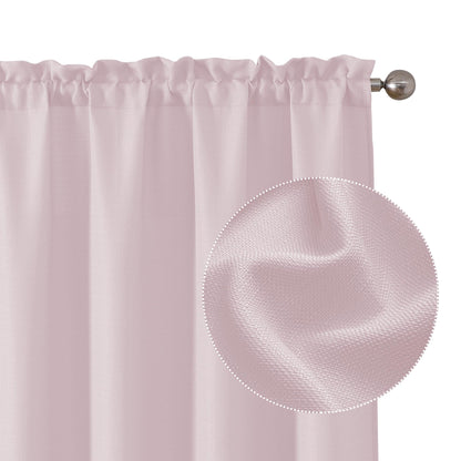 Chyhomenyc White Curtains 45 Inch Length 2 Panels, Faux Linen Textured