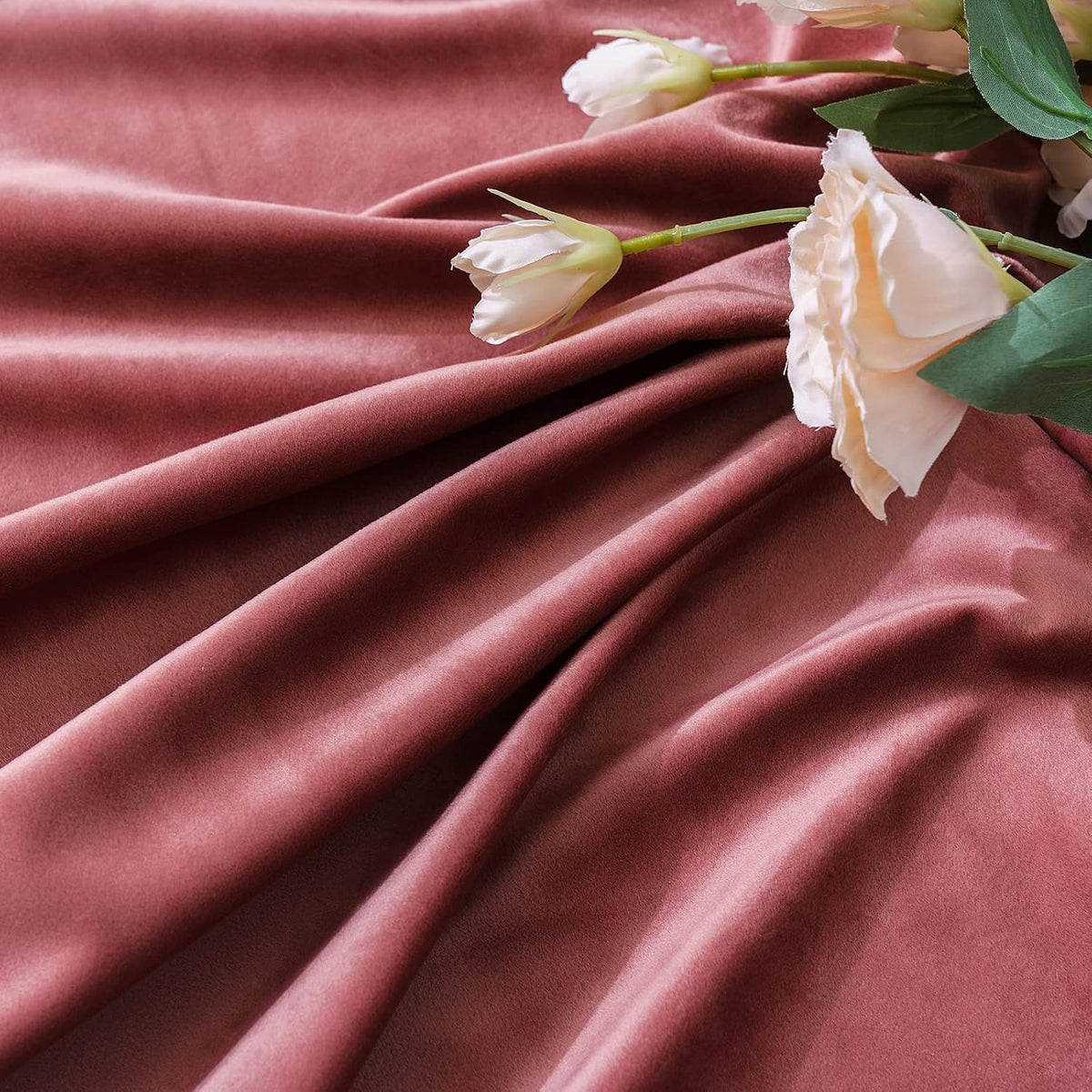 MIULEE Dusty Rose Pink Velvet Room Darkening Curtains for Bedroom W52 x L84