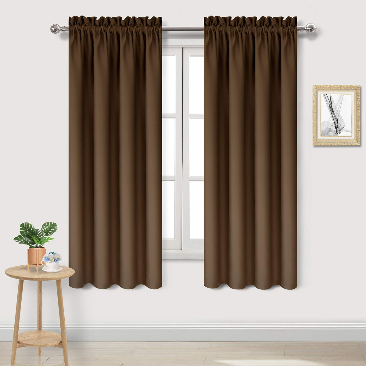 DWCN Blackout Curtains for Bedroom Living Room 42 x 63 Inch Long Black