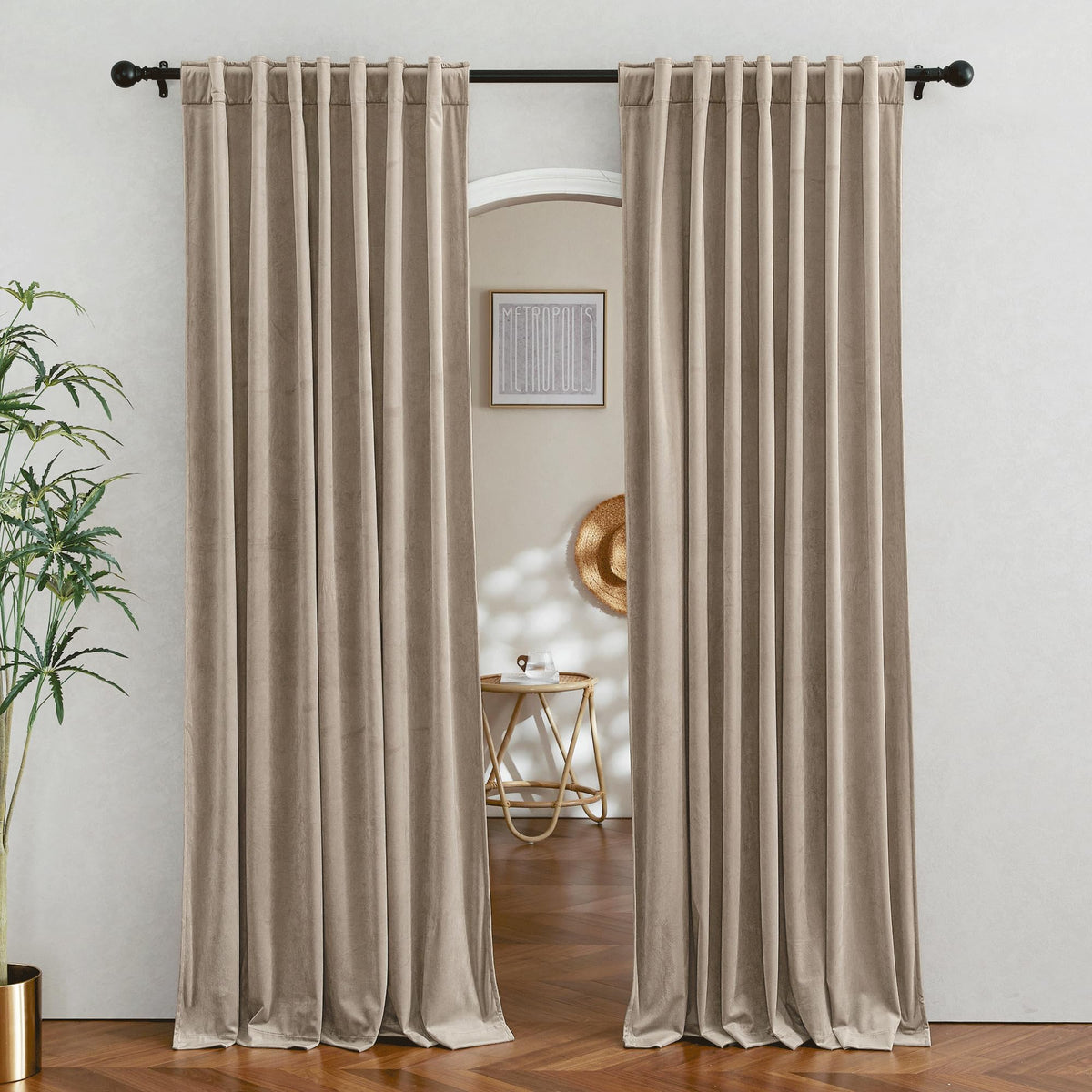 RYB HOME Blue Velvet Blackout Curtains for 84 inches Bedroom Living Room