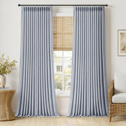 MIULEE Pinch Pleated Linen Curtains 90 Inches Long 2 Panels Natural