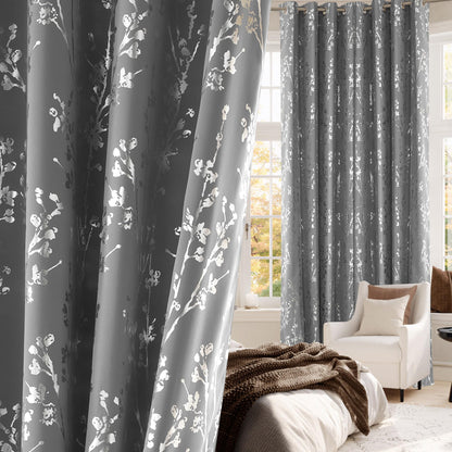 NICETOWN Grey Blackout Striped Pattern Curtains for Living Room, 52 x 84