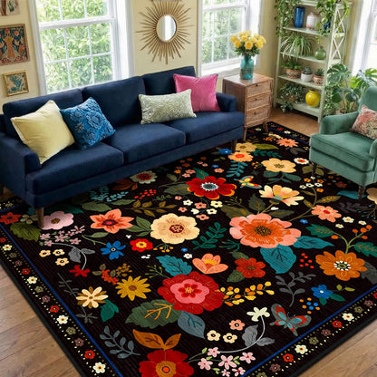 RELEANY Floral Washable 5x7 Area Rugs Pink