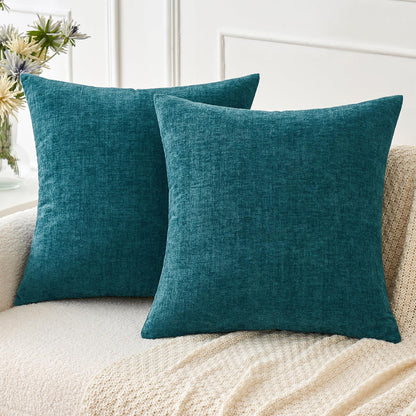 MIULEE Soft Chenille Throw Pillow Covers Sage Green 18x18 Inch Pack of 2