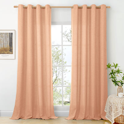 BGment Oatmeal Linen Curtains 84 Inch Length 2 Panels Set for Living Room