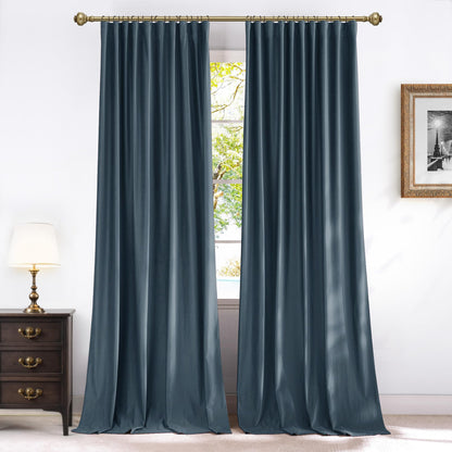 NICETOWN Olive Green Velvet Blackout Curtains 84" Long, 52" Wide, 2 Panels