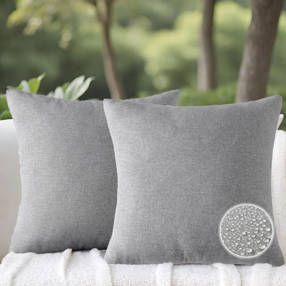 Outdoor Throw Pillows with Inserts, Waterproof Pillows for Outdoor Seating, Square Decorative Garden Cushion for Patio Furniture, Bed, Couch, Sofa(Black, 18" x 18" (Pack of 2))