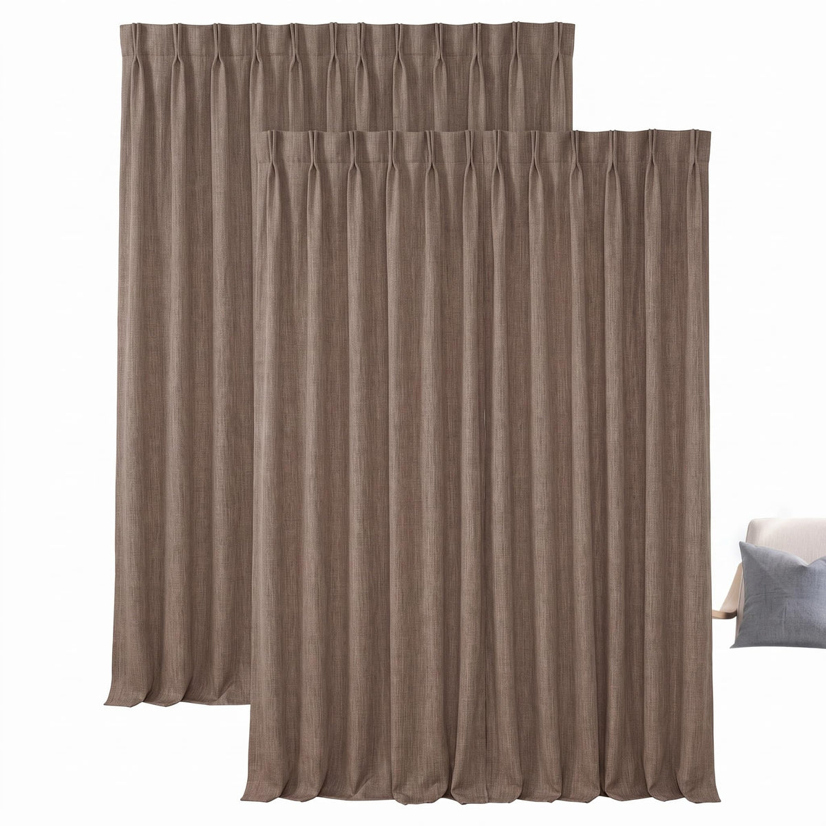 Faux Linen Curtains for Living Room (1 Panel) - 50W X 108L, Birch Taupe