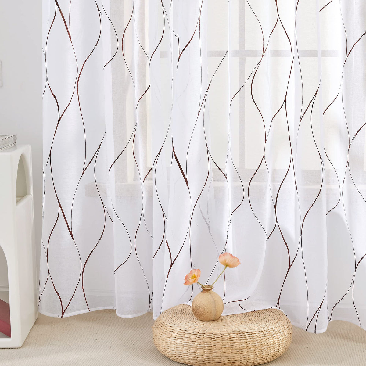 Deconovo Light Filtering Sheer Curtains 72 Inches Long for Living Room