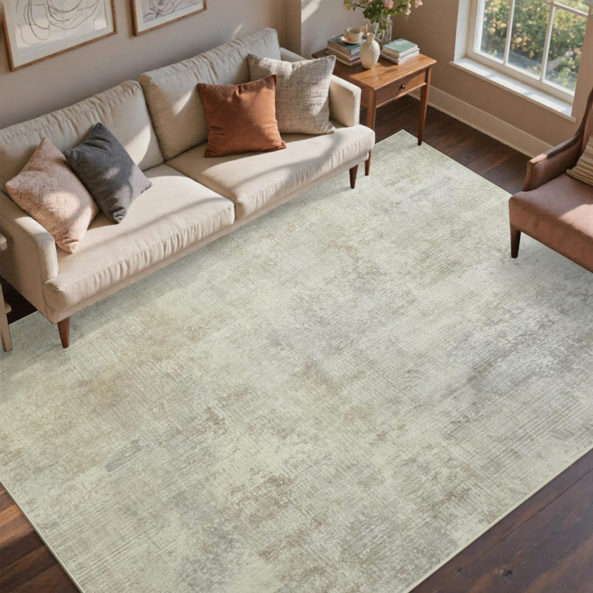 6x9 Ft Abstract Washable Area Rugs for Living Room Blue