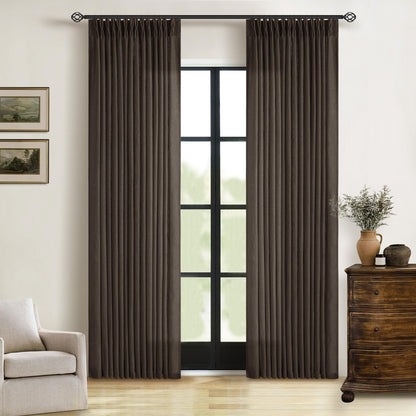 TWODRAPES Natural Pinch Pleated Linen Semi Sheer 84 Inch Curtains 2 Panels
