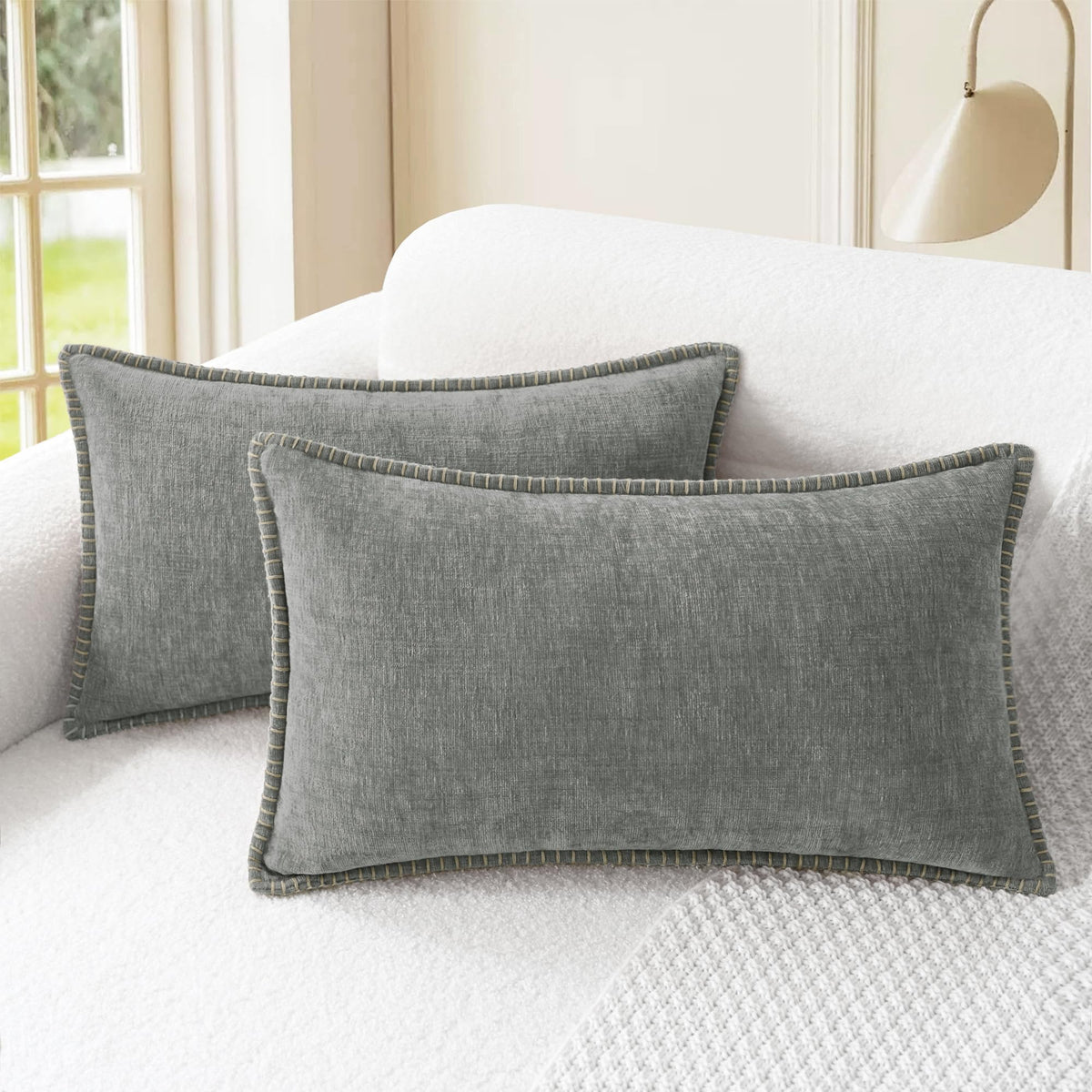 CaliTime Decorative Couch Throw Pillow Covers 18 X 18 Inches Smoke Blue