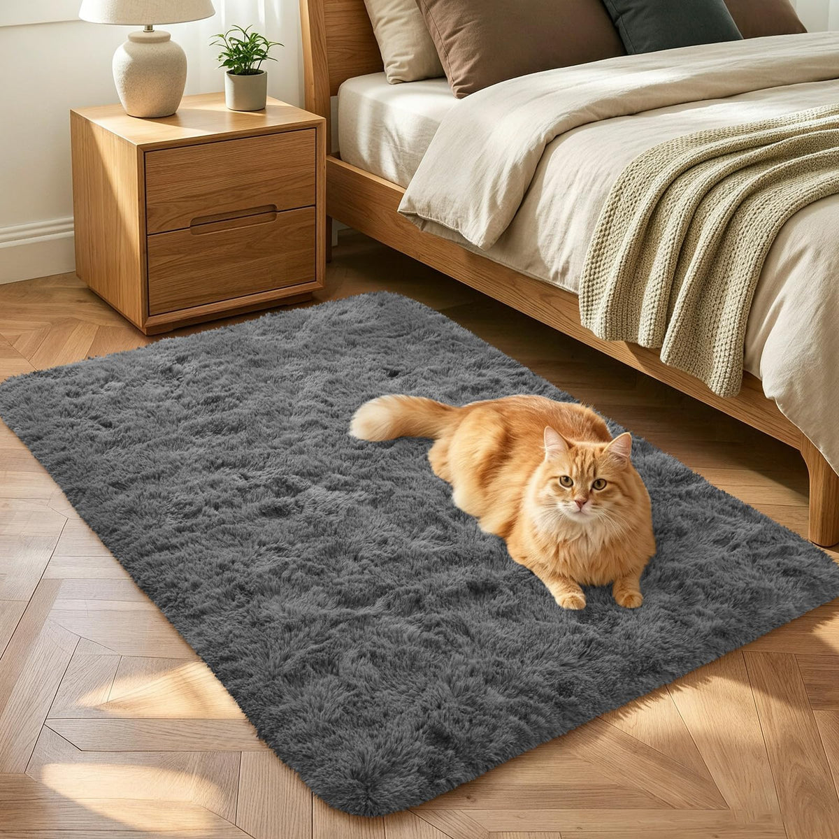Noahas 2x6 Black Fluffy Soft Runner Rug Non-Slip for Bedroom Dorm Hallway