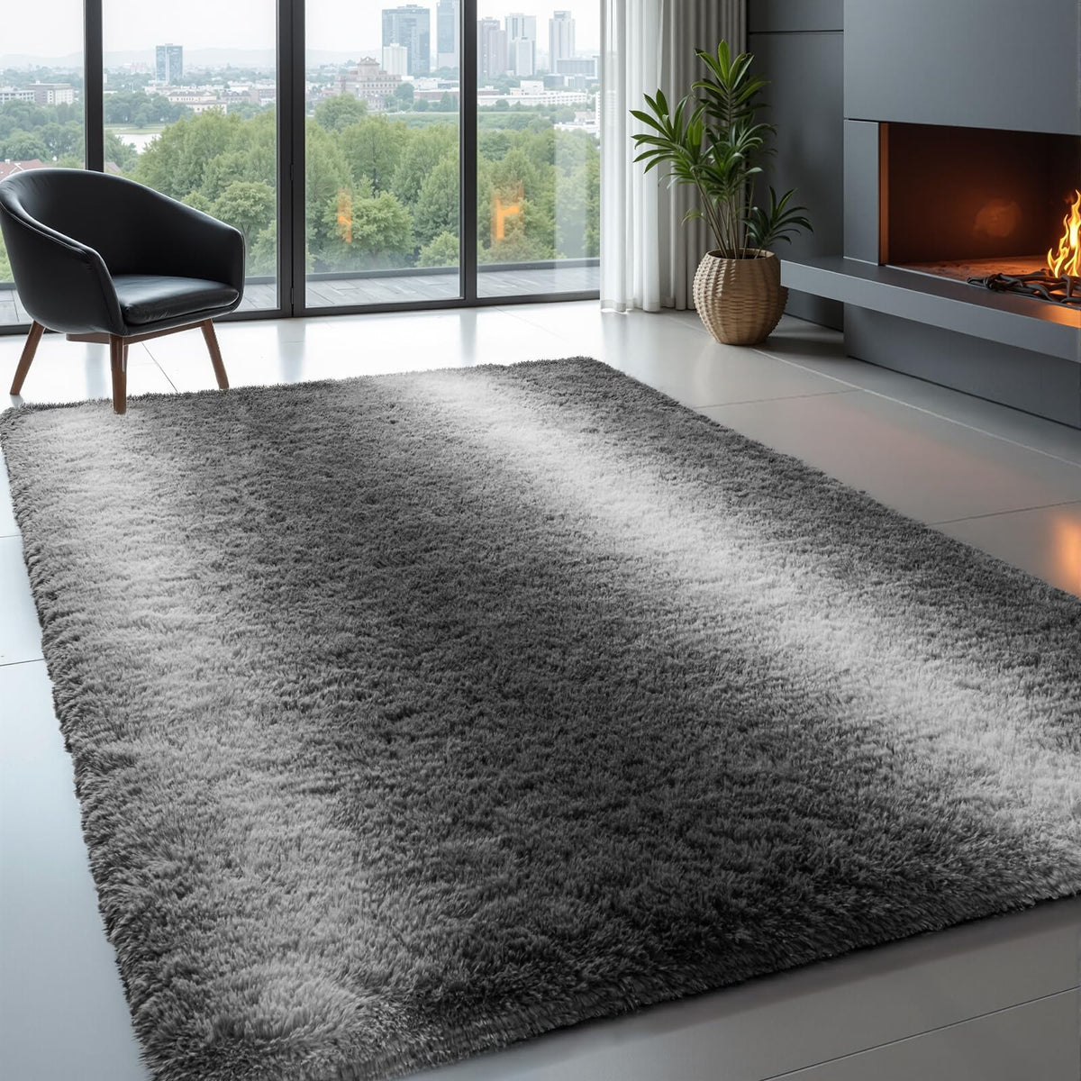Zentavio 5x8 Area Rugs for Bedroom Fluffy Rugs for Living Room Carpet Large Fuzzy Soft Shag Aesthetic Plush High Pile Gray Throw Rug for Nursery Kids Room Dorm Waved Grey