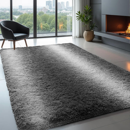 Zentavio 5x8 Area Rugs for Bedroom Fluffy Rugs for Living Room Carpet Large Fuzzy Soft Shag Aesthetic Plush High Pile Gray Throw Rug for Nursery Kids Room Dorm Waved Grey