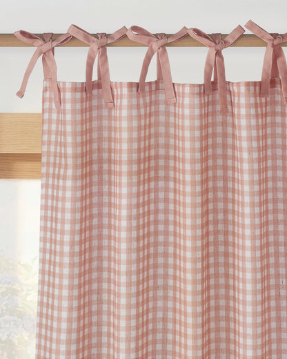 NICETOWN Thick Linen Curtains 84 inch Length 2 Panels Set, Tie Top Light Filtering Curtains Semitransparent Linen Burlap Drapes Privacy for Bedroom/Princess Room, W52 x L84, Natural