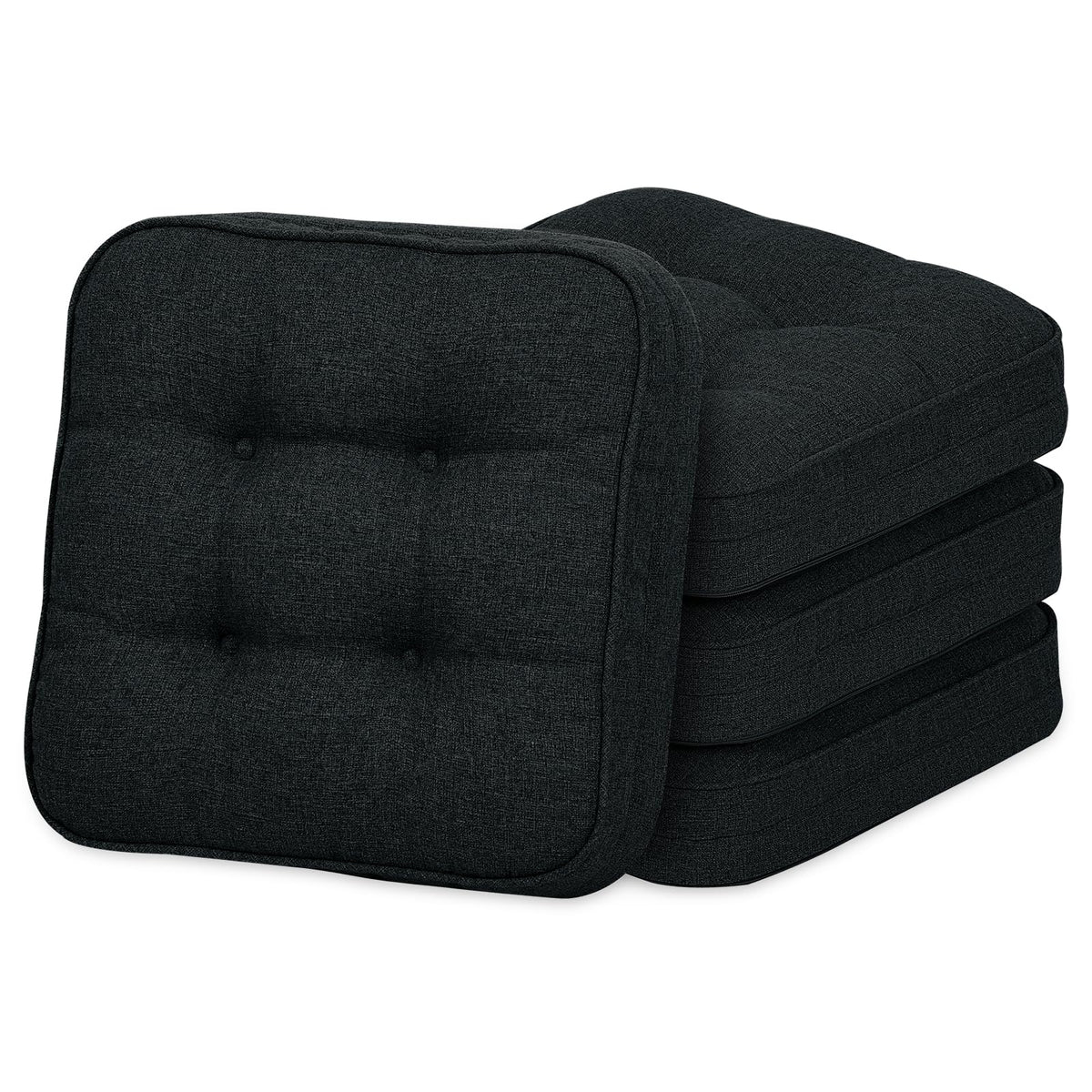 GOFORIT Chair Cushions,Tufted Shredded Memory Foam Chair Pads, Non-Slip Seat Cushions with Removable Cover, 16'' x 16'', Beige