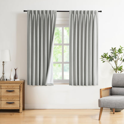 Vision Home Sand Pinch Pleated Full Blackout Curtains Linen Blended Room Darkening Window Curtains 95 inch for Living Room Bedroom Thermal Insulated Pinch Pleat Drapes with Hooks 2 Panel 40" Wx95 L