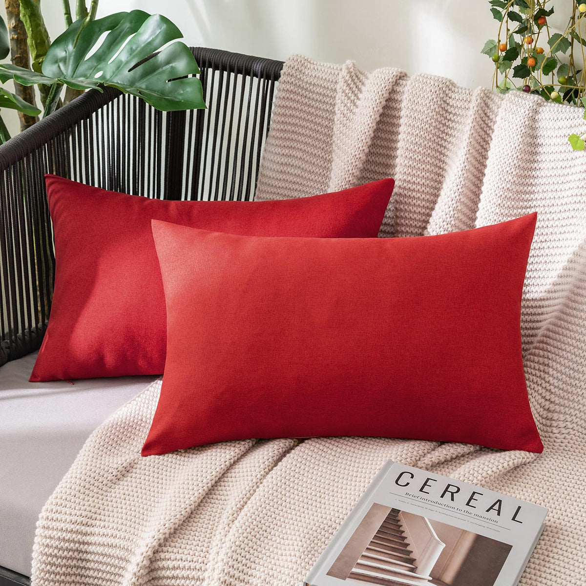 MIULEE Decorative Outdoor Pillow Covers Fall 18x18 Rust