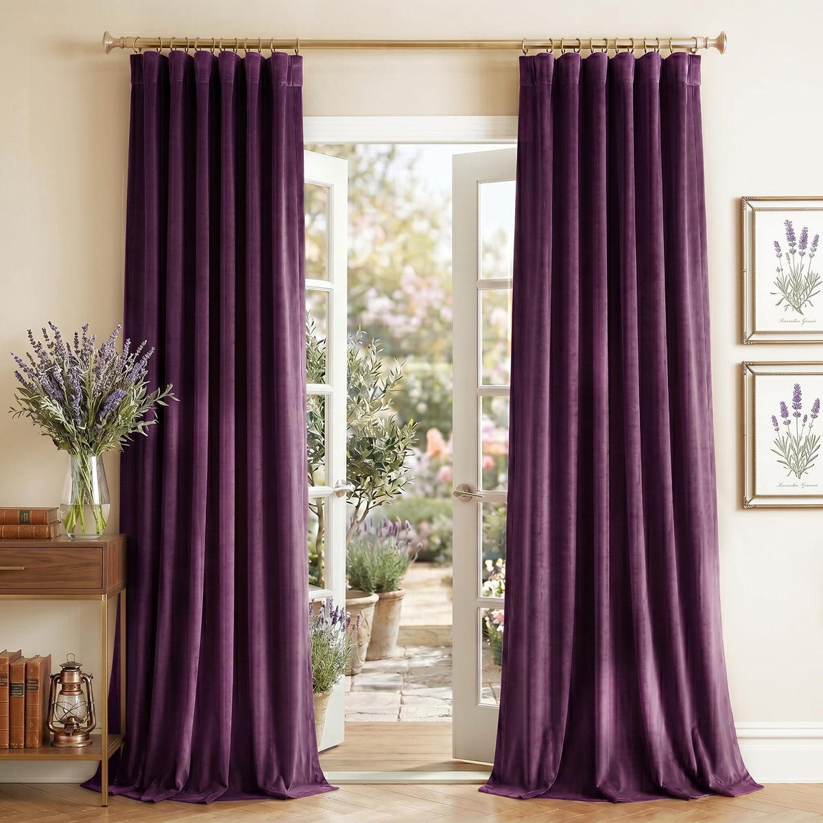 NICETOWN Olive Green Velvet Blackout Curtains 84" Long, 52" Wide, 2 Panels