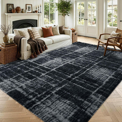 Noahas 2x6 Black Fluffy Soft Runner Rug Non-Slip for Bedroom Dorm Hallway