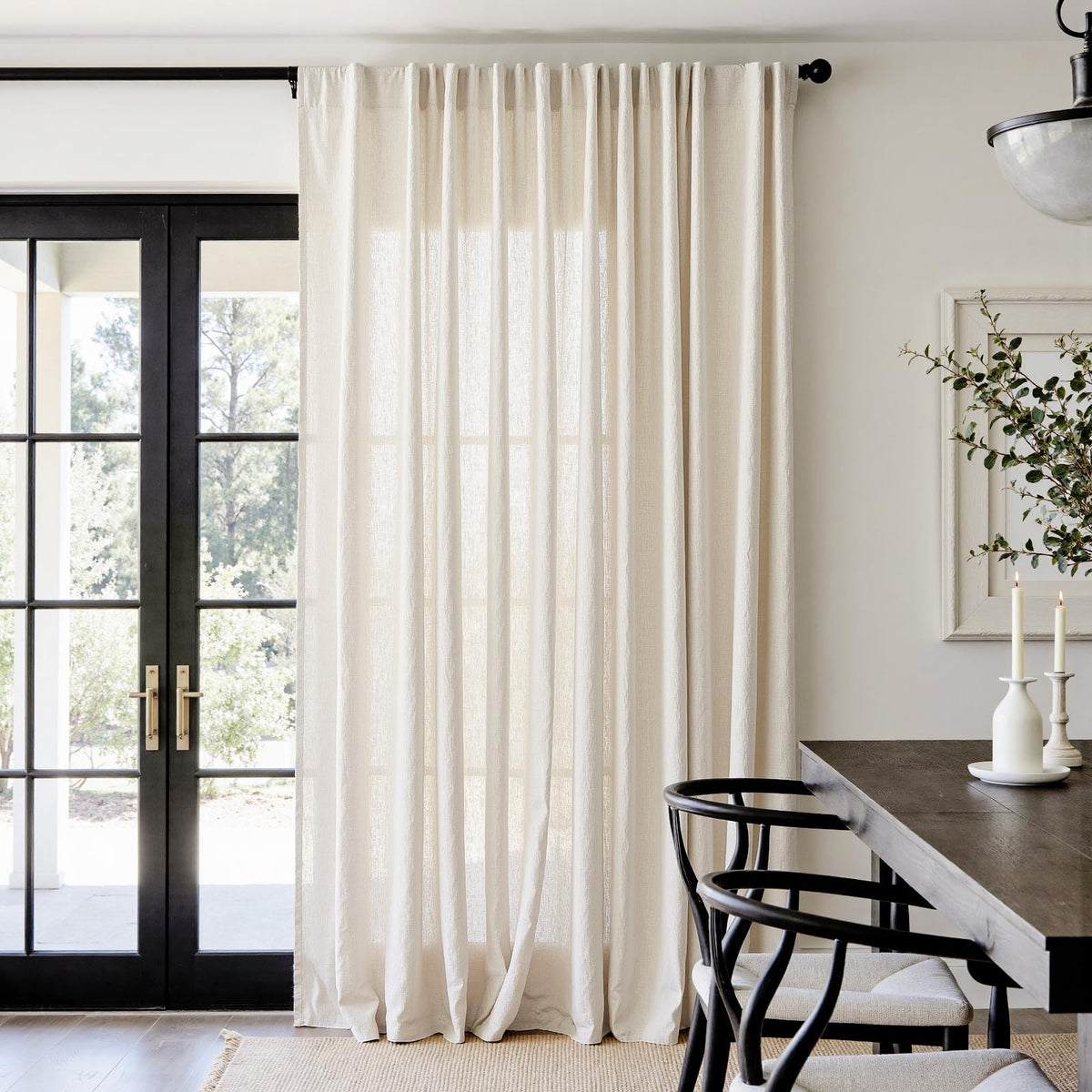 jinchan Linen Curtains Light Filtering Back Tab 50x96 Inch 2 Panels Beige