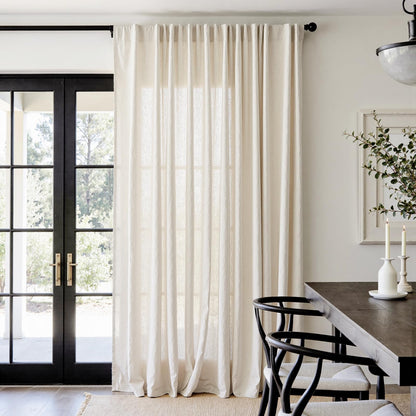 jinchan Linen Curtains Light Filtering Back Tab 50x96 Inch 2 Panels Beige