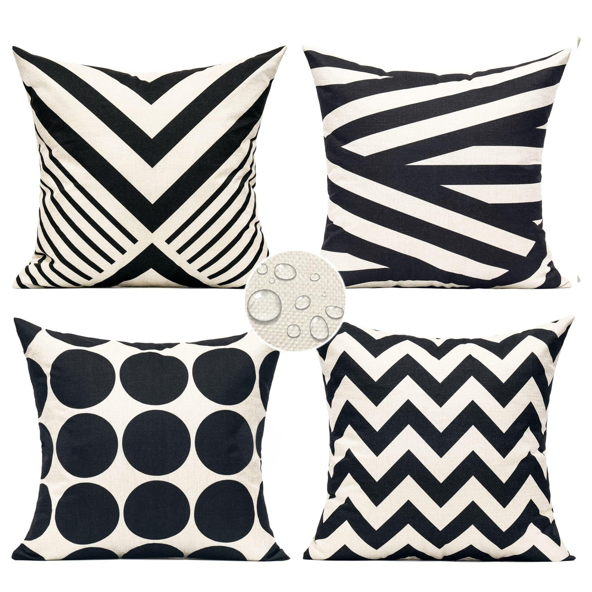 All Smiles Outdoor Waterproof Throw Pillow Covers 18X18 Set of 4,Orange Decorative Cushion Covers Boho Decorations Outside for Patio Furniture Porch Seat Chair Couch Sofa Living Room Geometric