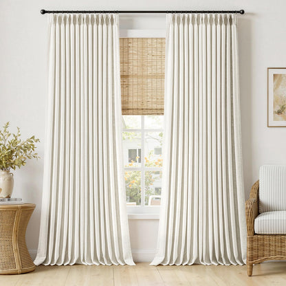 MIULEE Pinch Pleated Linen Curtains 90 Inches Long 2 Panels Natural