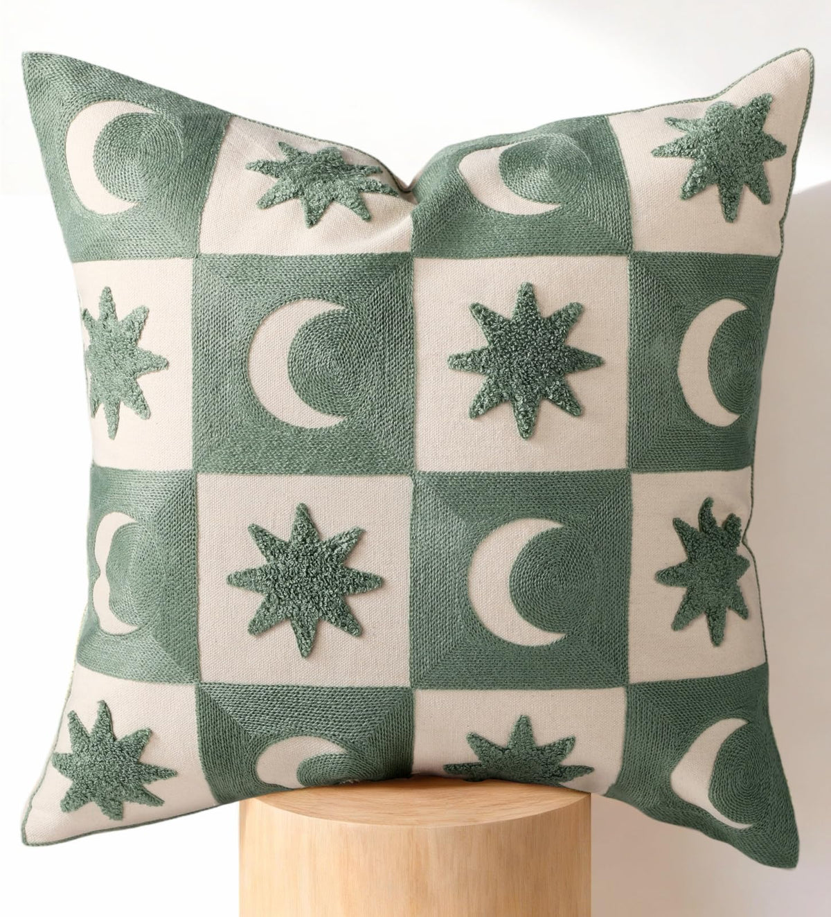 Fall Embroidered Throw Pillow Cover 18x18 Inch, Brown Striped
