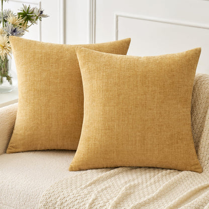 MIULEE Soft Chenille Throw Pillow Covers Sage Green 18x18 Inch Pack of 2
