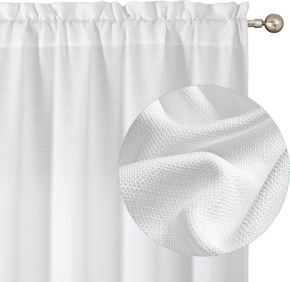 Chyhomenyc White Curtains 84 Inch Length 2 Panels 40Wx84L inches
